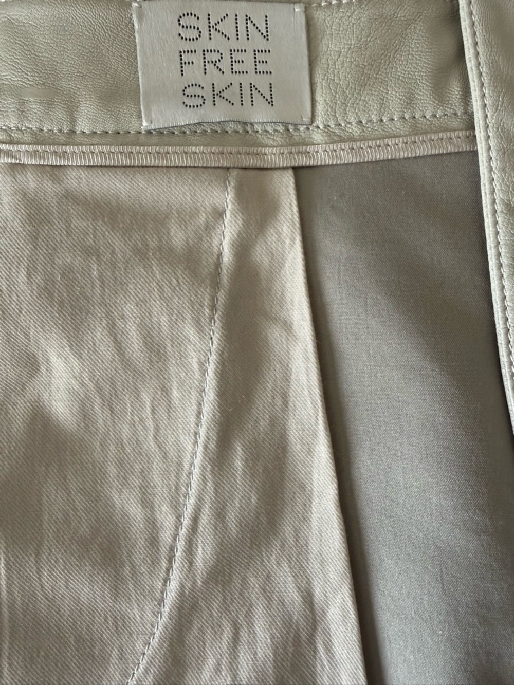 Stella McCartney Vegan Leather Midi Skirt Front Slit Taupe Minimalist Luxury SzM - Picture 12 of 12